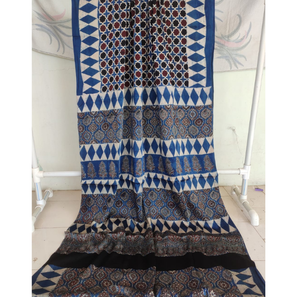 Ajrakh Block print Saree 